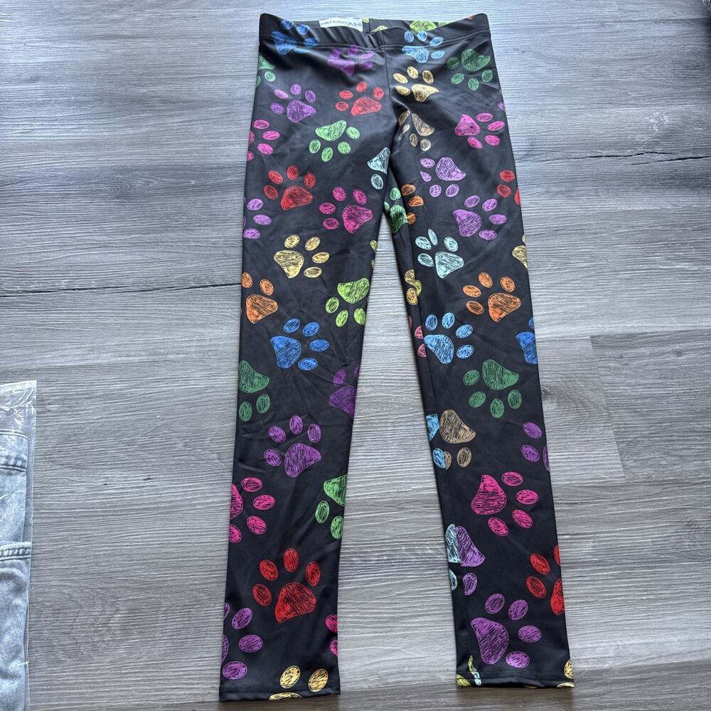 Fiercepulse Colorful Paw Pattern Leggings, Medium, Black